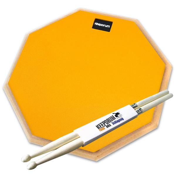 keepdrum Übungspad Orange 12 Zoll mit Schlagzeugstöcken