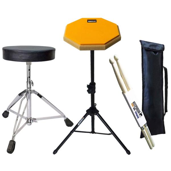 keepdrum Übungspad Practice Pad Orange Set mit Hocker
