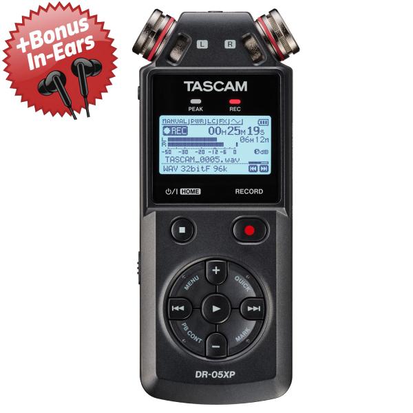Tascam Audio-Recorder DR-05XP 2-Kanal Aufnahmegerät + Bonus In-Ear Kopfhörer