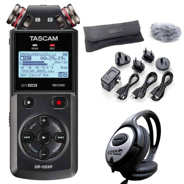Tascam Audio-Recorder DR-05XP mit DR11GMK und Kopfhörer