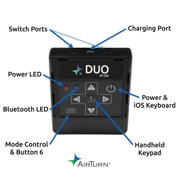 Airturn Bluetooth-Fußschalter Duo 500 mit Netzteil