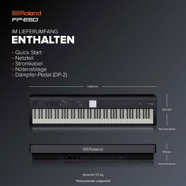 Roland Keyboard FP-E50 Stage Piano mit Keyboard-Stativ