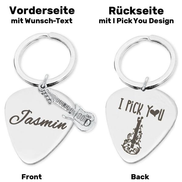 keepdrum Personalisierter Schlüsselanhänger Plektrum I Pick You mit Gravur