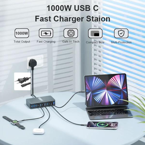 keepdrum USB-Schnell-Ladestation GaN10 10 Anschlüsse