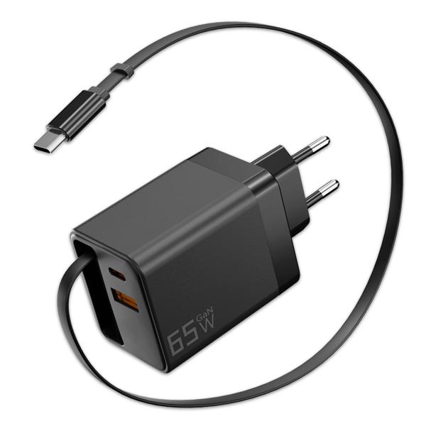 keepdrum USB-Schnell-Ladegerät GaN65 3 Anschlüsse 65 Watt
