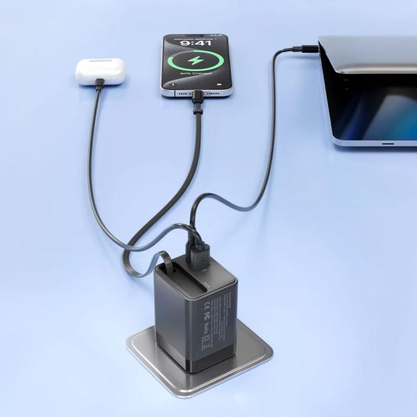 keepdrum USB-Schnell-Ladegerät GaN65 3 Anschlüsse 65 Watt