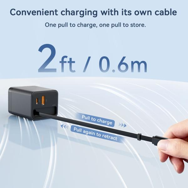 keepdrum USB-Schnell-Ladegerät GaN65 3 Anschlüsse 65 Watt