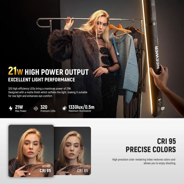 Neewer Stablicht GC21B aufblasbare Bi-Color Leuchte mit Ladegerät