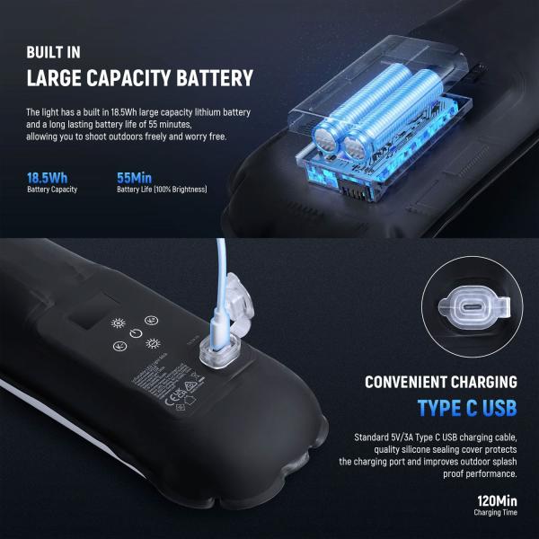 Neewer Stablicht GC21B aufblasbare LED-Stableuchte Bi-Color