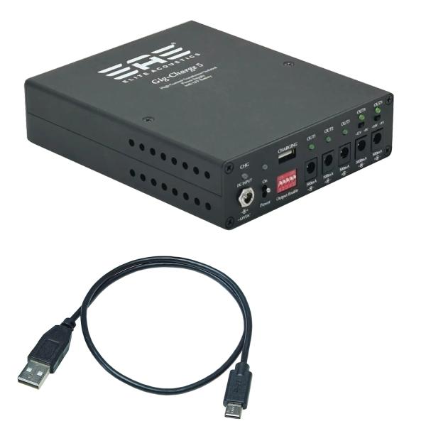 Elite Acoustics Pedalnetzteil Gig-Charge 5 mit USB-Kabel