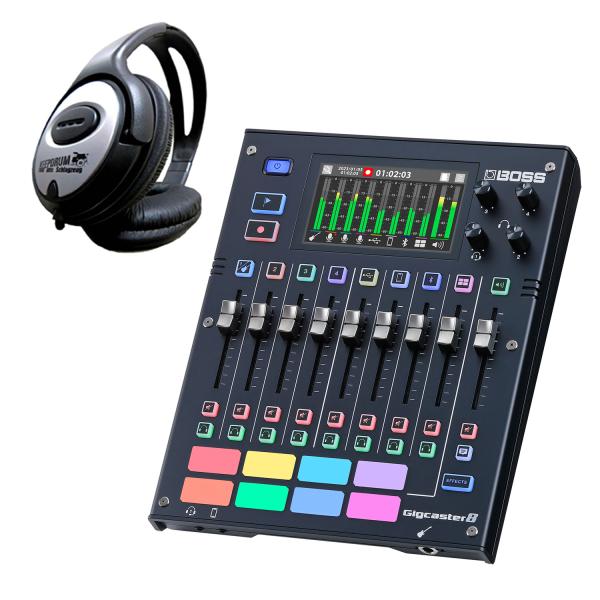 Boss GCS-8 Gigcaster Streaming Mixer mit Kopfhörer