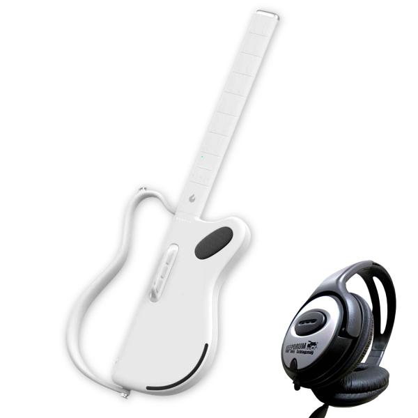 Lava Music Gitarre Genie Smart-Gitarre Weiss mit Kopfhörer