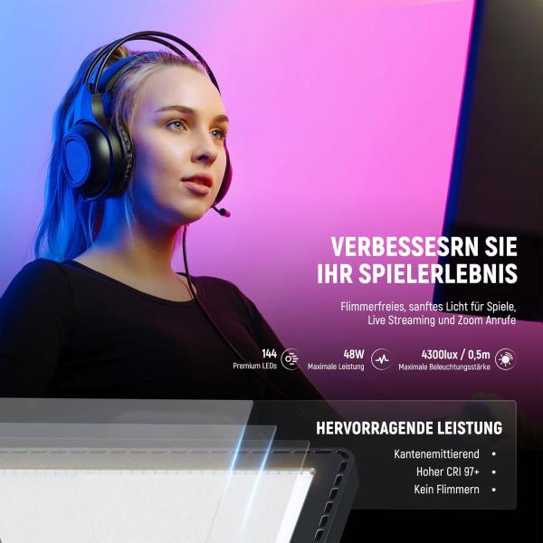 Neewer Streaming-Leuchte GL1C mit Tischhalterung und Tuch