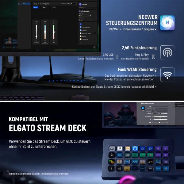 Neewer Streaming-Leuchte GL1C mit Tischhalterung