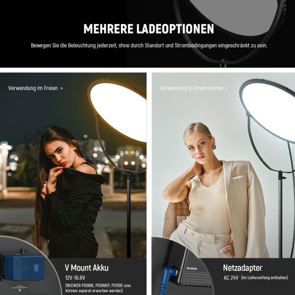Neewer Videoleuchte GR18C Rundes LED Panel RGB 18 Zoll mit Mikrofasertuch