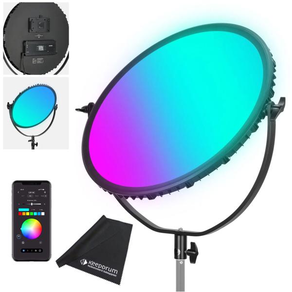 Neewer Videoleuchte GR18C Rundes LED Panel RGB 18 Zoll mit Mikrofasertuch