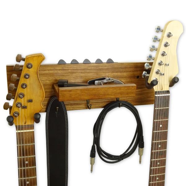keepdrum Gitarren-Wandhalterung Ebony für 2 Gitarren und Zubehör