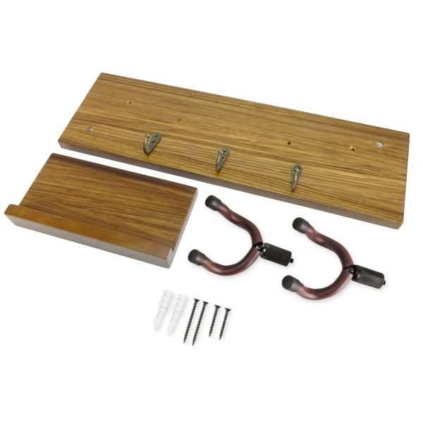 keepdrum Gitarren-Wandhalterung Ebony für 2 Gitarren und Zubehör