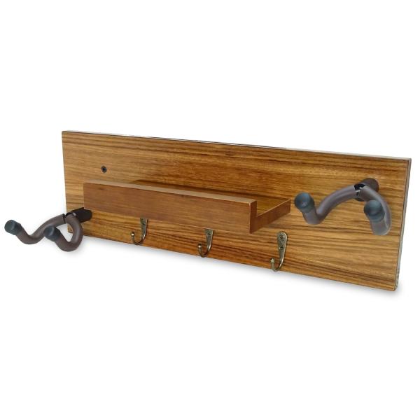 keepdrum Gitarren-Wandhalterung Ebony für 2 Gitarren und Zubehör