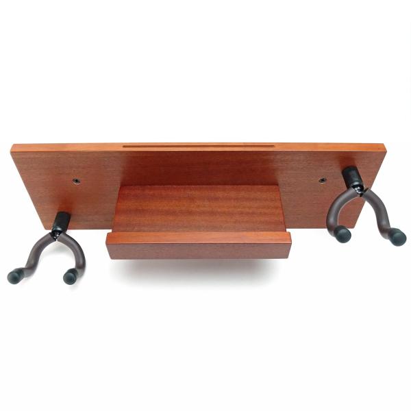 keepdrum Gitarren-Wandhalterung Mahagoni für 2 Gitarren und Zubehör