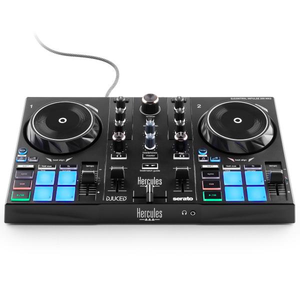 Hercules DJ Control Inpulse 200 MK3 mit Laptop Stativ Silberfarben