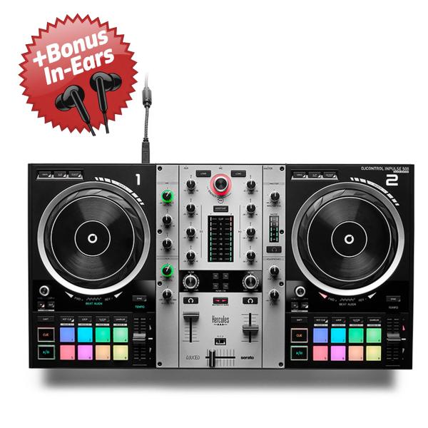 Hercules DJ Controller Inpulse 500 Silver Edition + Bonus In-Ear Kopfhörer
