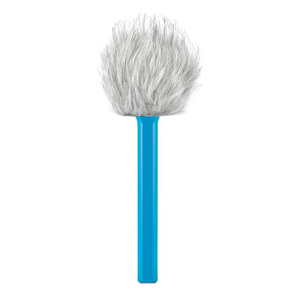 Rode Handadapter Interview GO Blau mit Fell-Windschutz