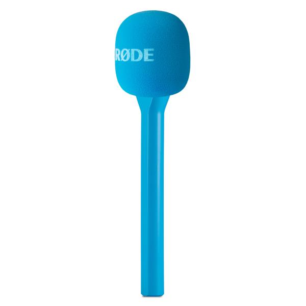 Rode Handadapter Interview GO Blau mit Fell-Windschutz
