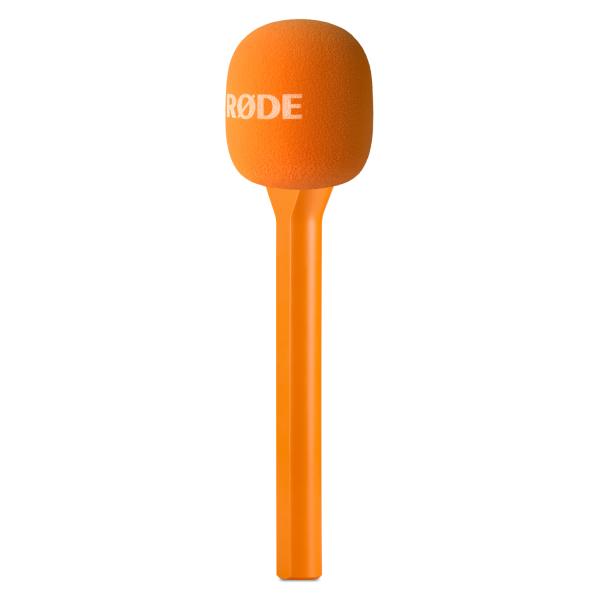Rode Handadapter Interview GO Orange mit Fell-Windschutz