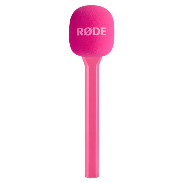 Rode Handadapter Interview GO Pink mit Fell-Windschutz