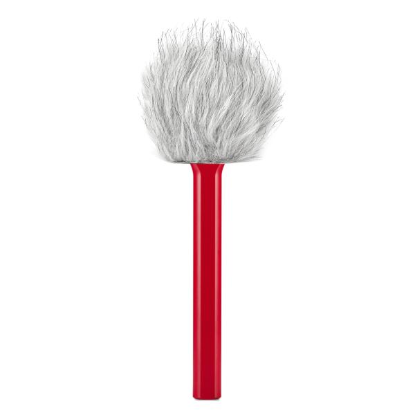 Rode Handadapter Interview GO Rot mit Fell-Windschutz