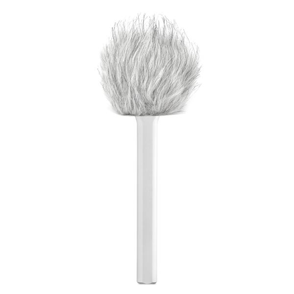 Rode Handadapter Interview GO Weiss mit Fell-Windschutz