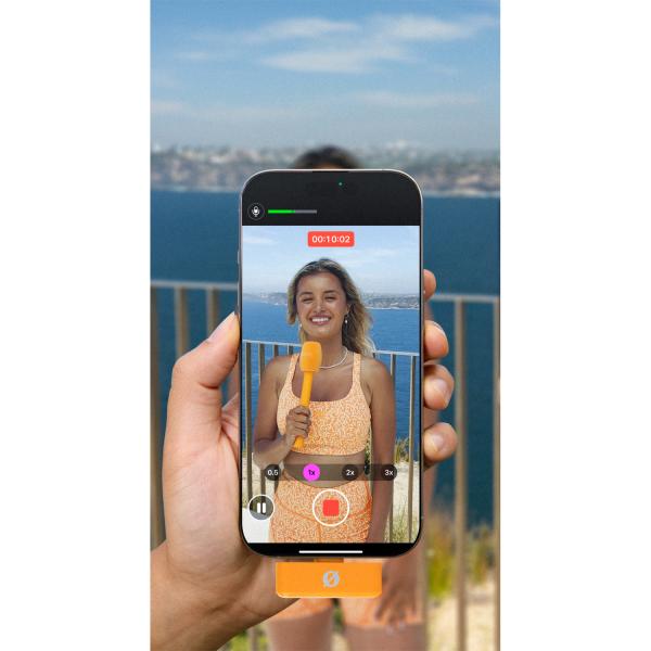 Rode Interview Micro Handadapter für Wireless Micro Orange mit Tuch