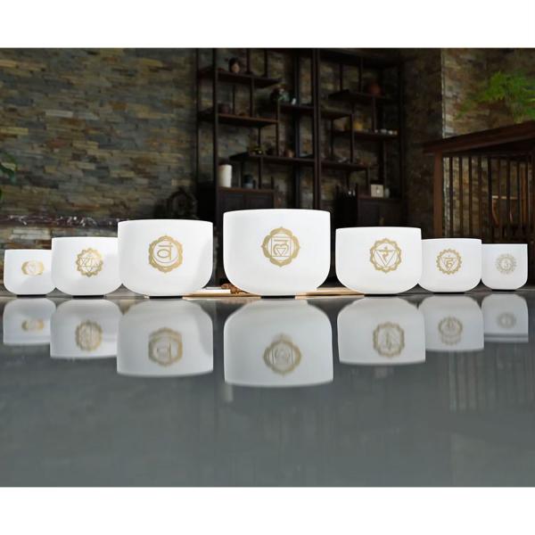 keepdrum Klangschalen-Set Chakra Set Gold 8-14 Zoll mit Zubehör