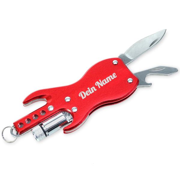 keepdrum Personalisierter Schlüsselanhänger Multitool-Gitarre Rot