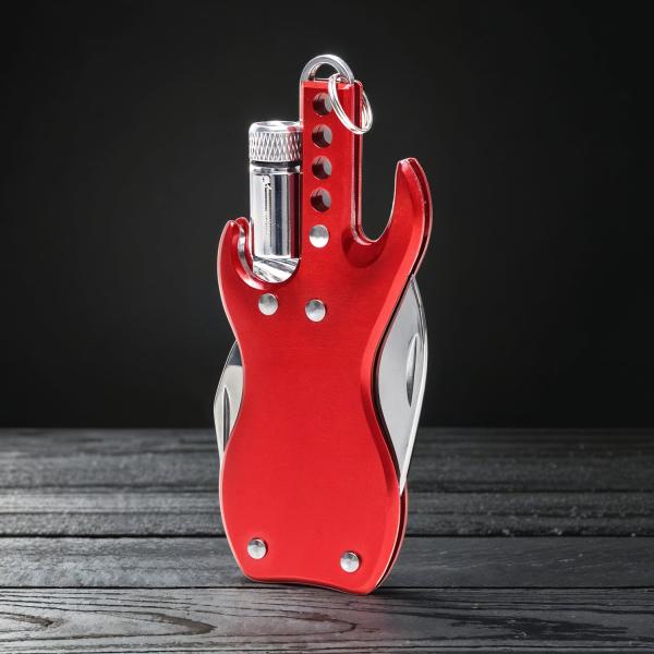 keepdrum Personalisierter Schlüsselanhänger Multitool-Gitarre Rot