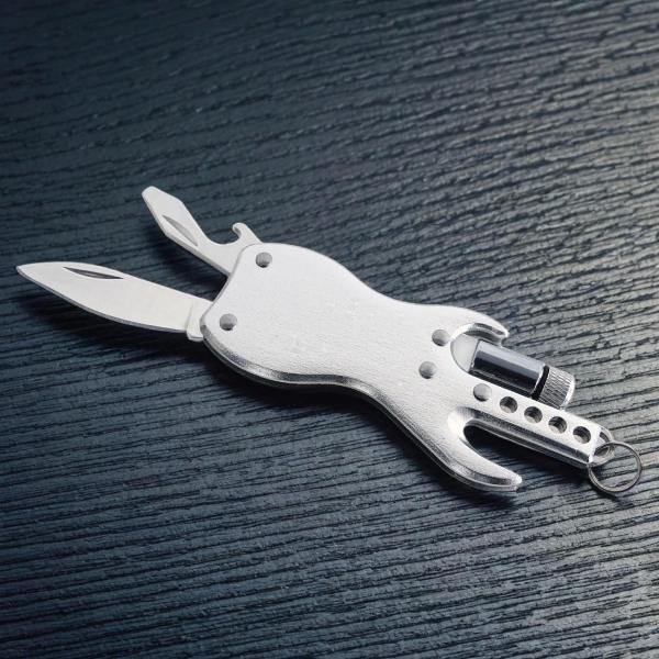 keepdrum Personalisierter Schlüsselanhänger Multitool-Gitarre Silberfarben