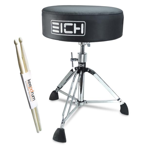 Eich Hocker DBC400R-VEL Subwoofer-Hocker Leder Extra Low mit Drumsticks