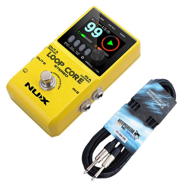 Nux Loop Core Stereo Effektgerät Looper-Pedal mit Instrumentenkabel