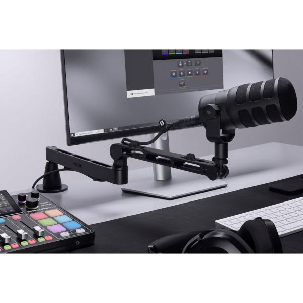 Rode Mikrofon Podmic Weiss mit Mikrofonarm LPA1 und Kabel