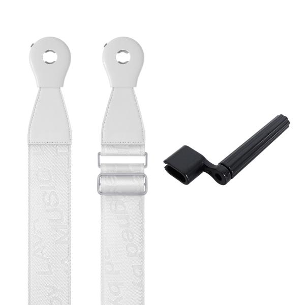 Lava Music Gitarrengurt Ideal Strap 2 Weiss mit Saitenkurbel