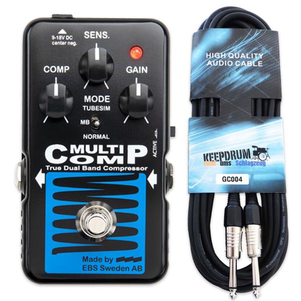EBS Effektgerät Multicomp Kompressor Pedal für Bass Blue Label mit Kabel