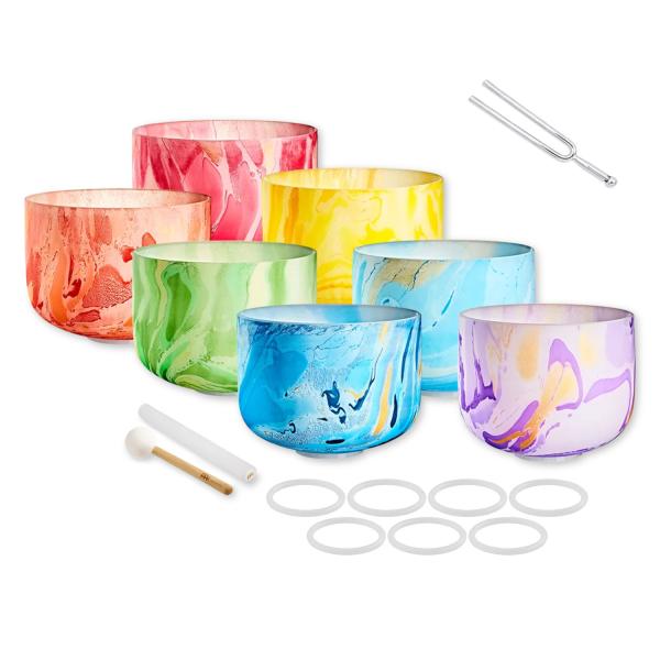 Meinl Sonic Energy Klangschalen Chakra-Set farbig mit Stimmgabel