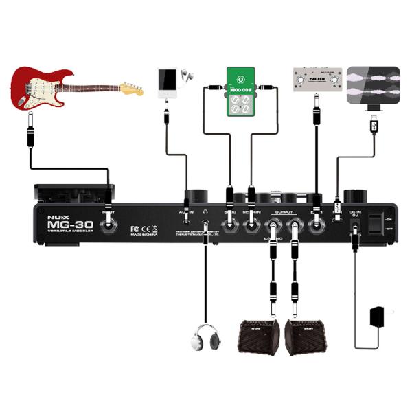 Nux MG-30 Modeling Multi-Effektgerät mit Kabel
