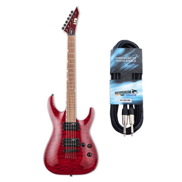 ESP LTD MH-200QM STBC E-Gitarre mit Klinkenkabel
