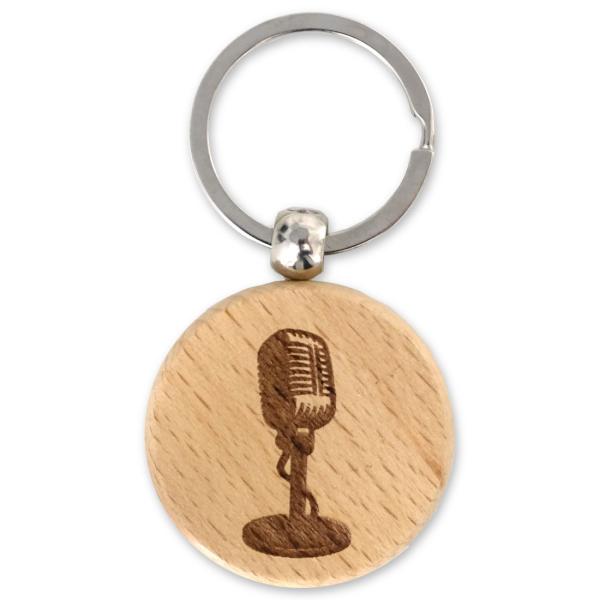 keepdrum Schlüsselanhänger Rund mit Mikrofon Motiv