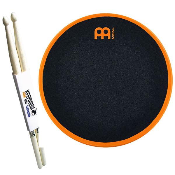 Meinl Practice Pad MMP12OR 12 Zoll mit Schlagzeugstöcken 1 Paar