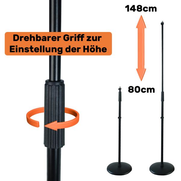 keepdrum Mikrofonständer MS015 gerade Bauweise mit rundem Sockel