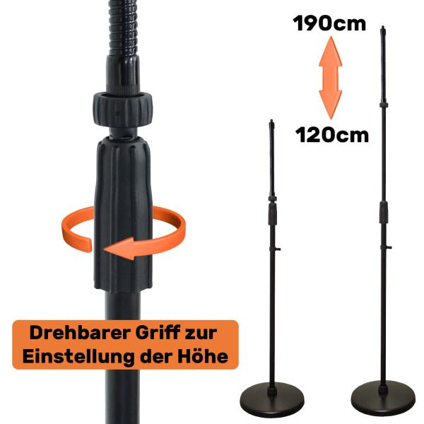 keepdrum Mikrofonständer MS015G gerades Stativ mit Schwanenhals