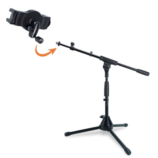 keepdrum Mikrofonständer MS01T niedriges Stativ mit Tablet-Halterung